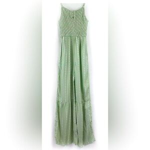 BRAND NEW Japna Boho Ditsy Floral Smocked Jumpsuit in Sage Green, Size Small